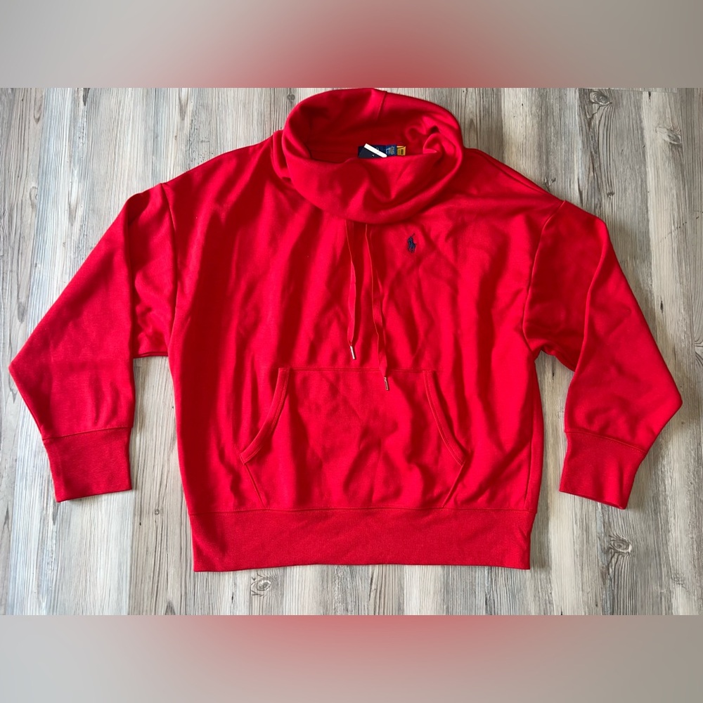 Women’s Polo Ralph Lauren Long Sleeve Red Cowl Neck Top Large New